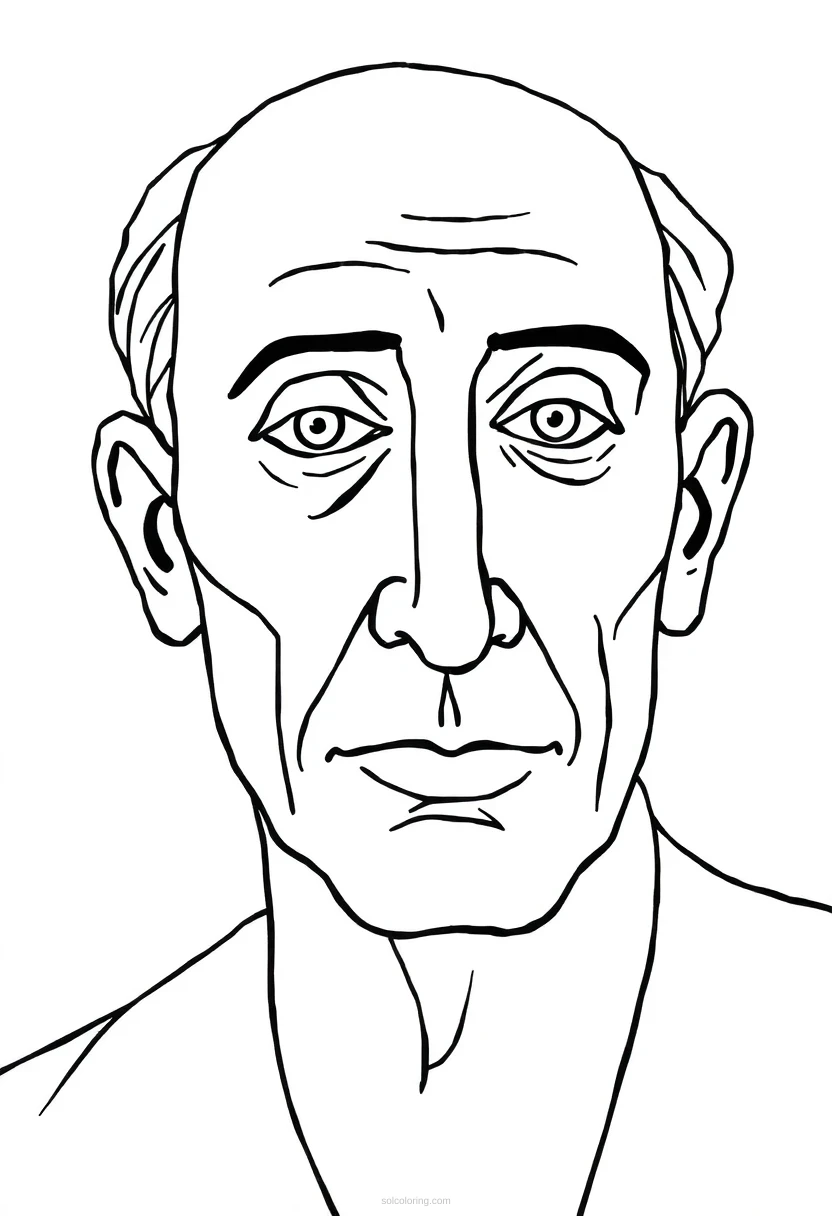 Picasso Cubist Portrait coloring page for kids