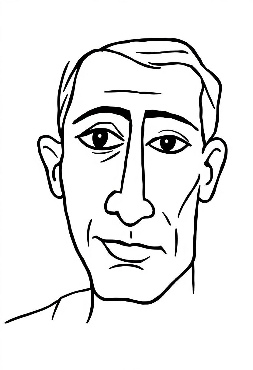 Picasso Cubist Portrait coloring page, free printable