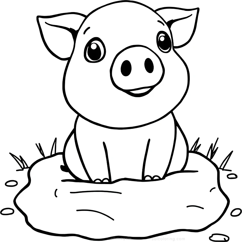 Pig in Mud coloring page for kids