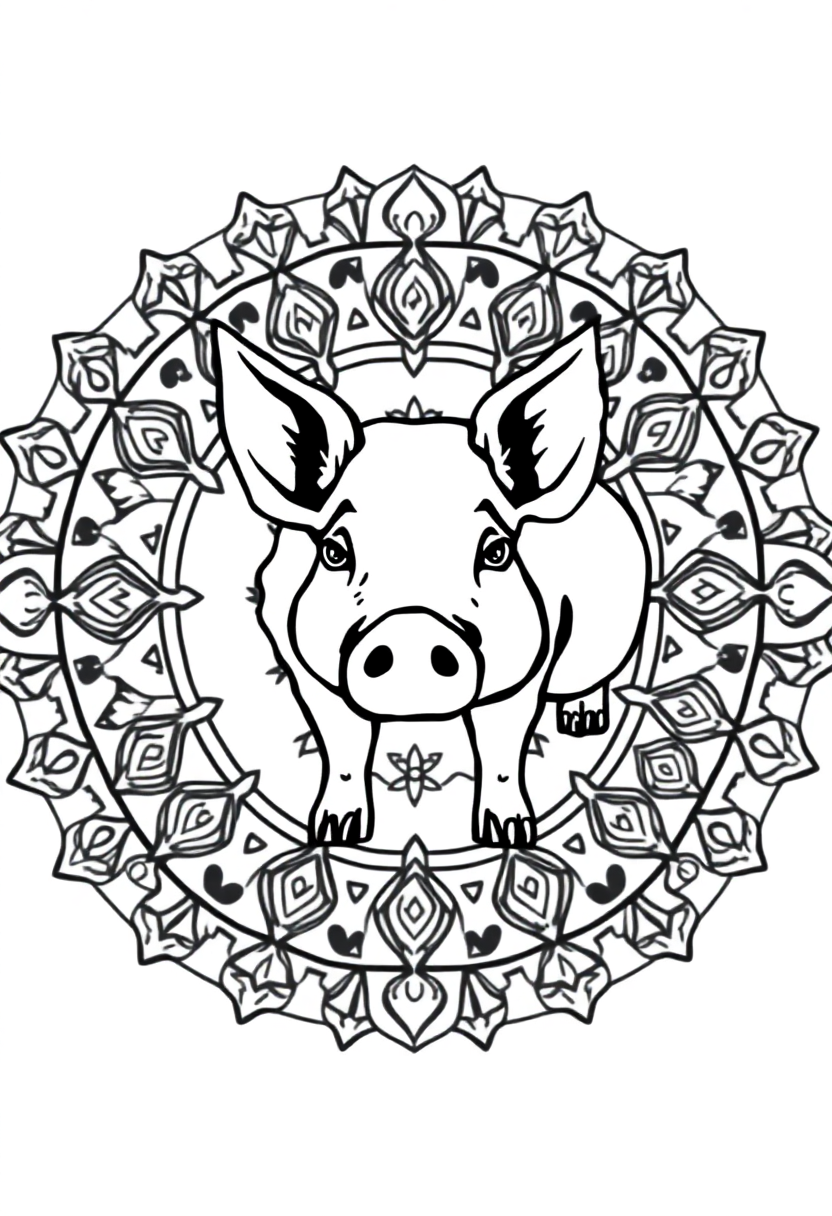 Pig in Mud coloring page, free printable