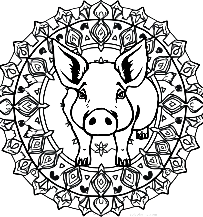 Pig in Mud coloring page for kids