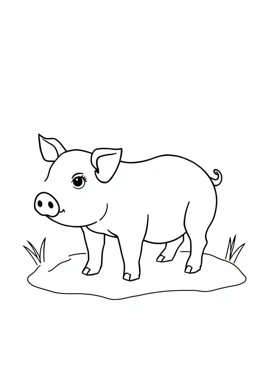 Pig In Mud coloring pages