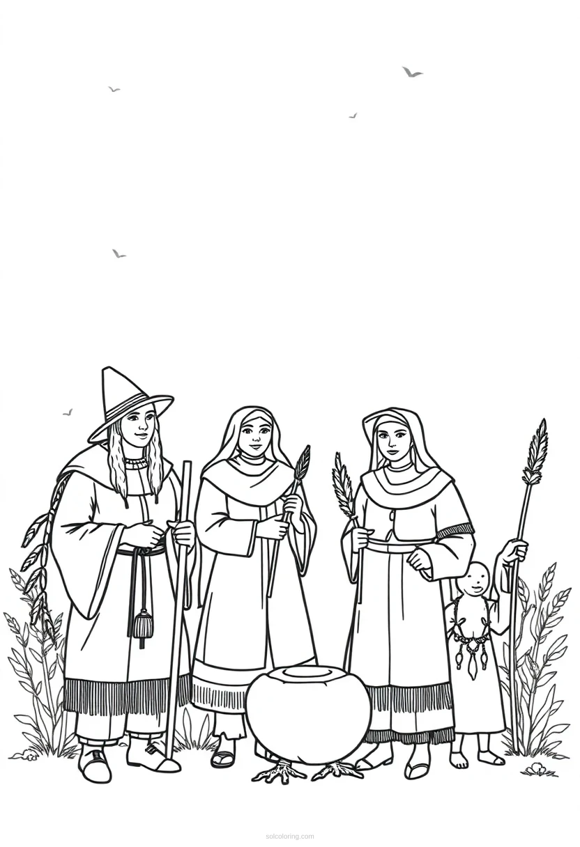 Pilgrims And Native Americans coloring pages