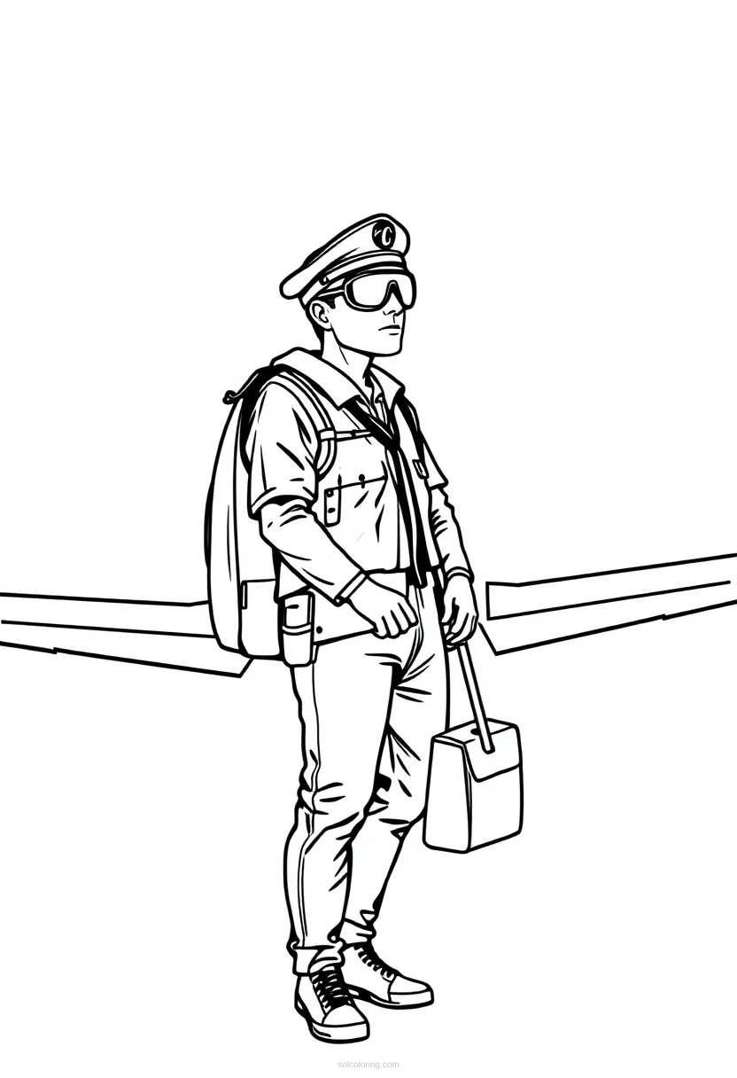 Pilot Cute Cartoon coloring pages