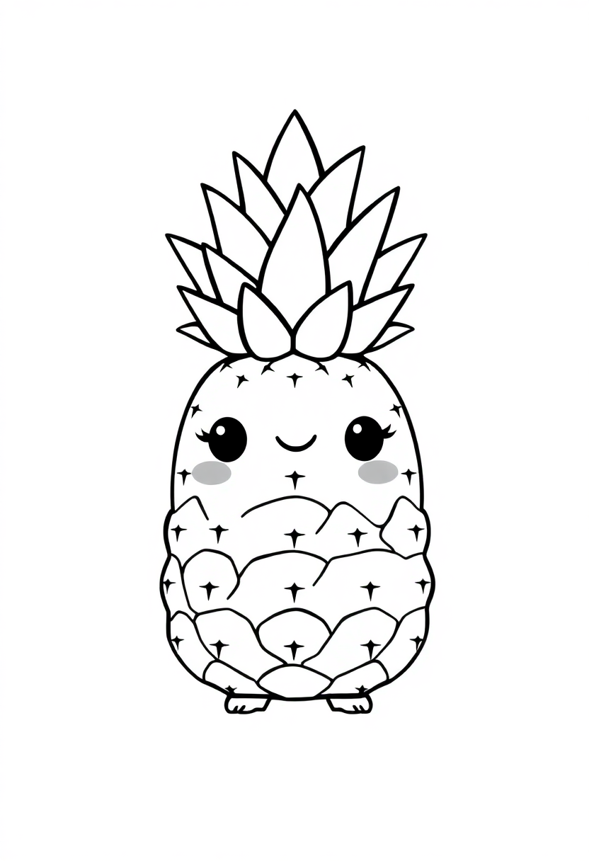 Pineapple with Crown coloring page, free printable