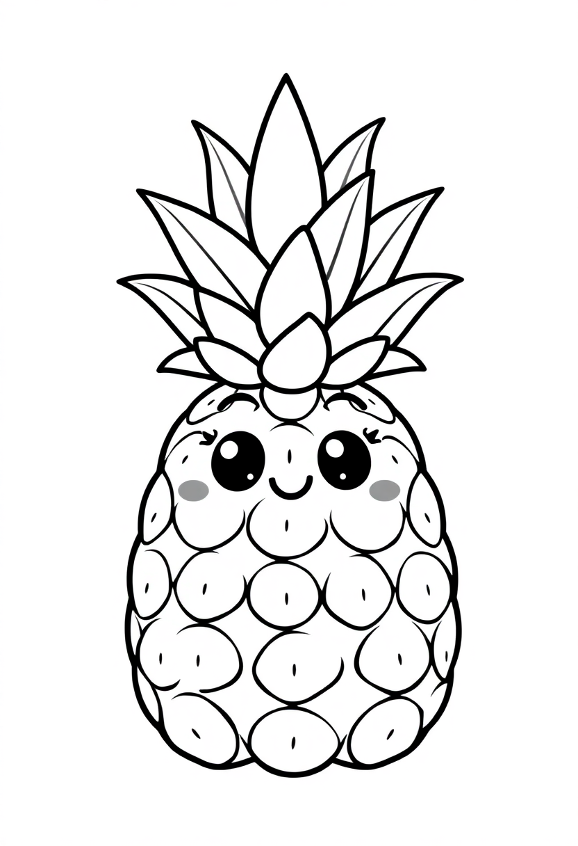 Pineapple with Crown coloring page, free printable