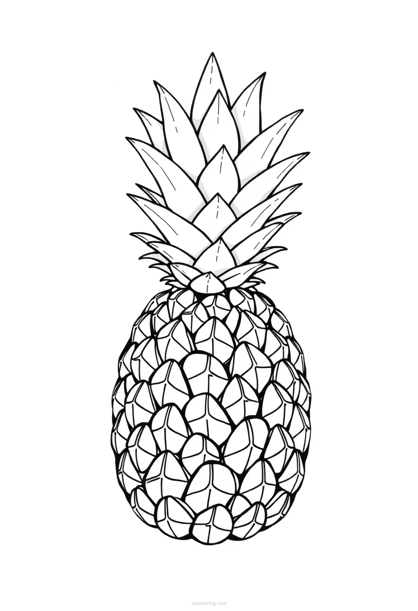 Pineapple With Crown coloring page for kids