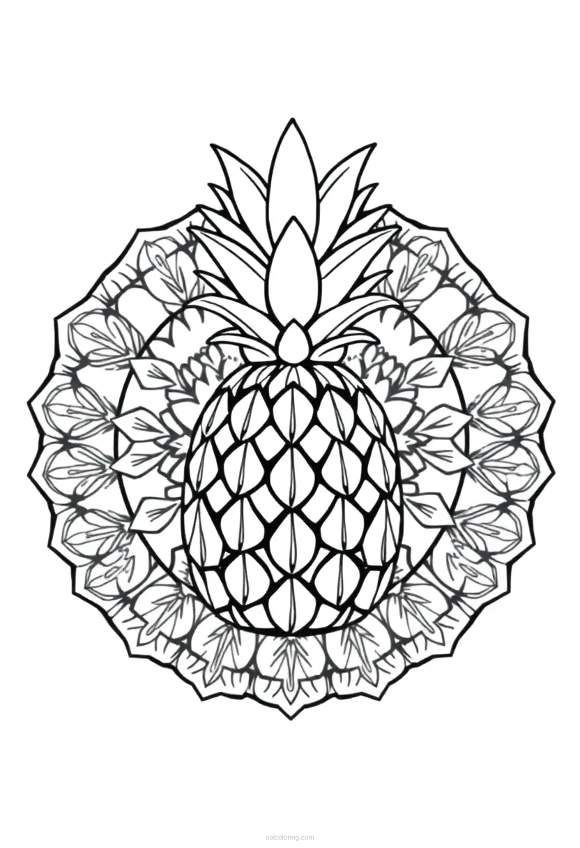 Pineapple With Crown coloring page for kids