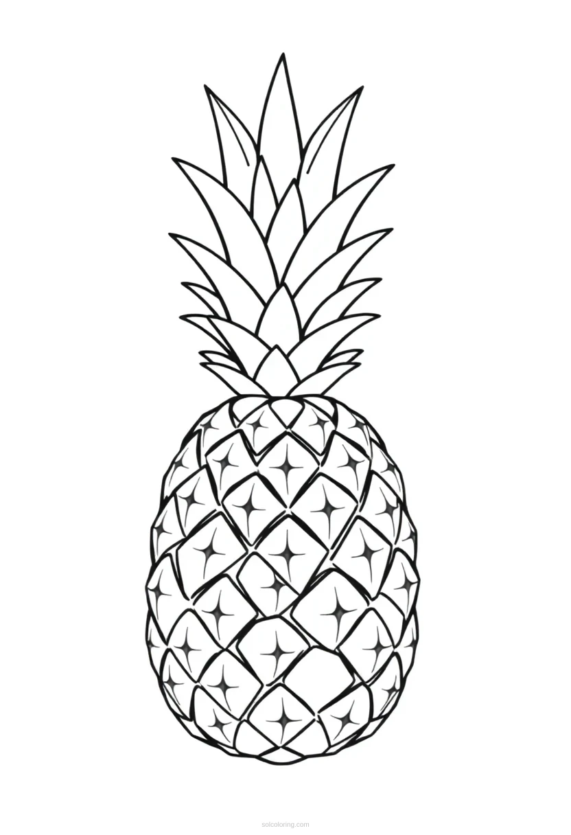 Pineapple With Crown coloring page for kids