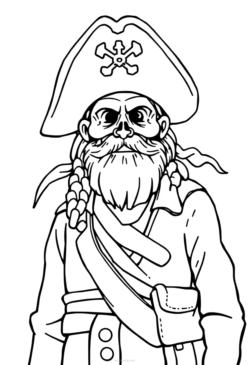 Pirate Captain Chibi coloring page for kids