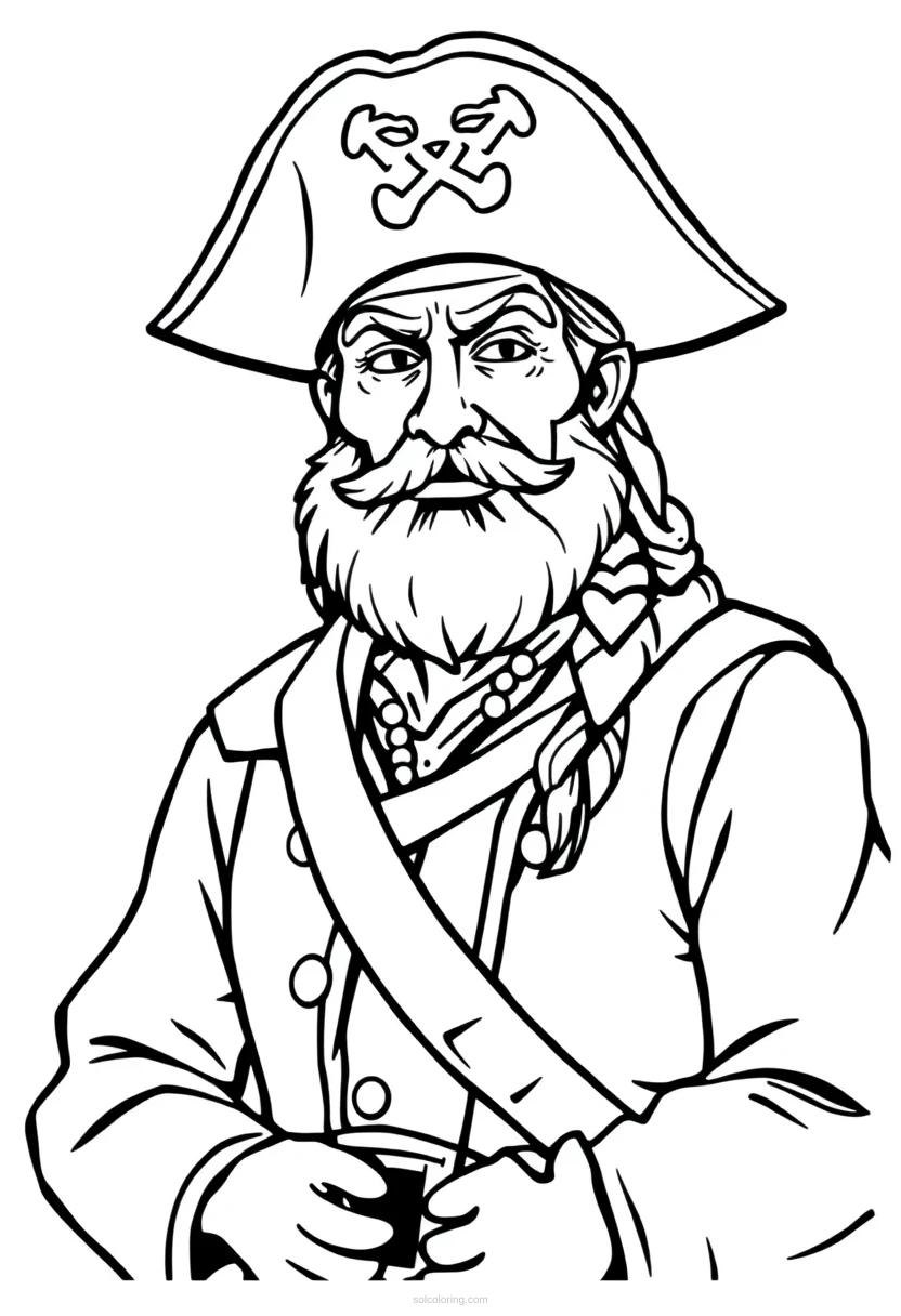 Pirate Captain Chibi coloring page for kids
