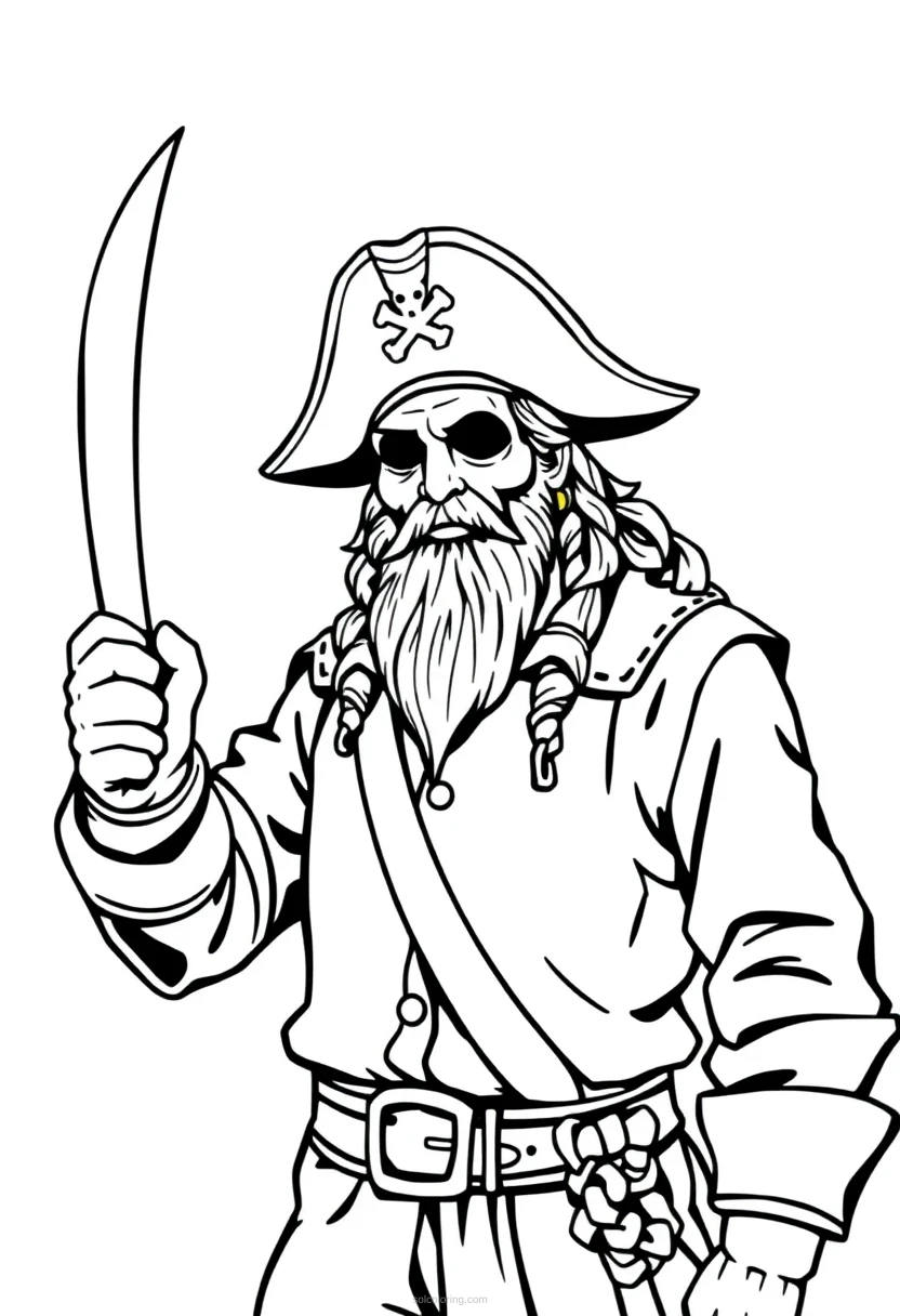 Pirate Captain Chibi coloring page for kids