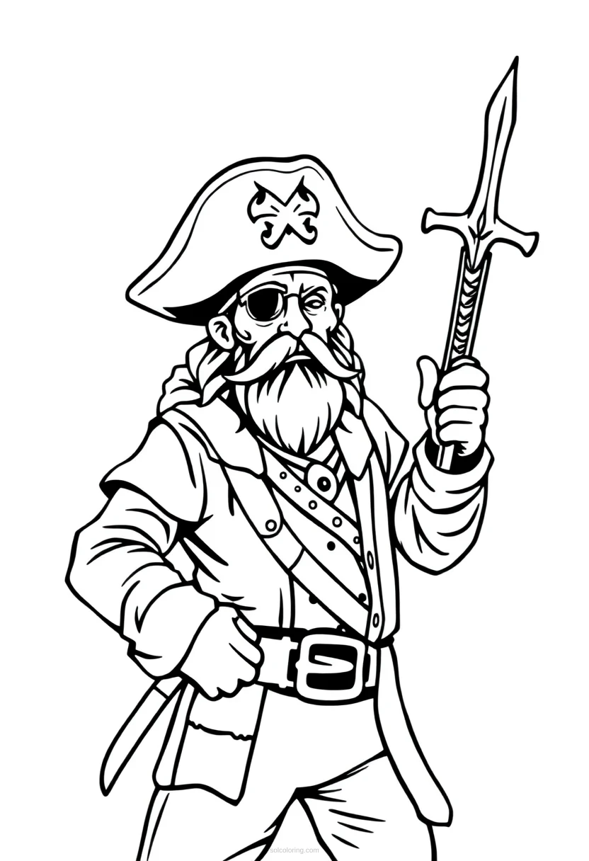 Pirate Captain Chibi coloring page for kids