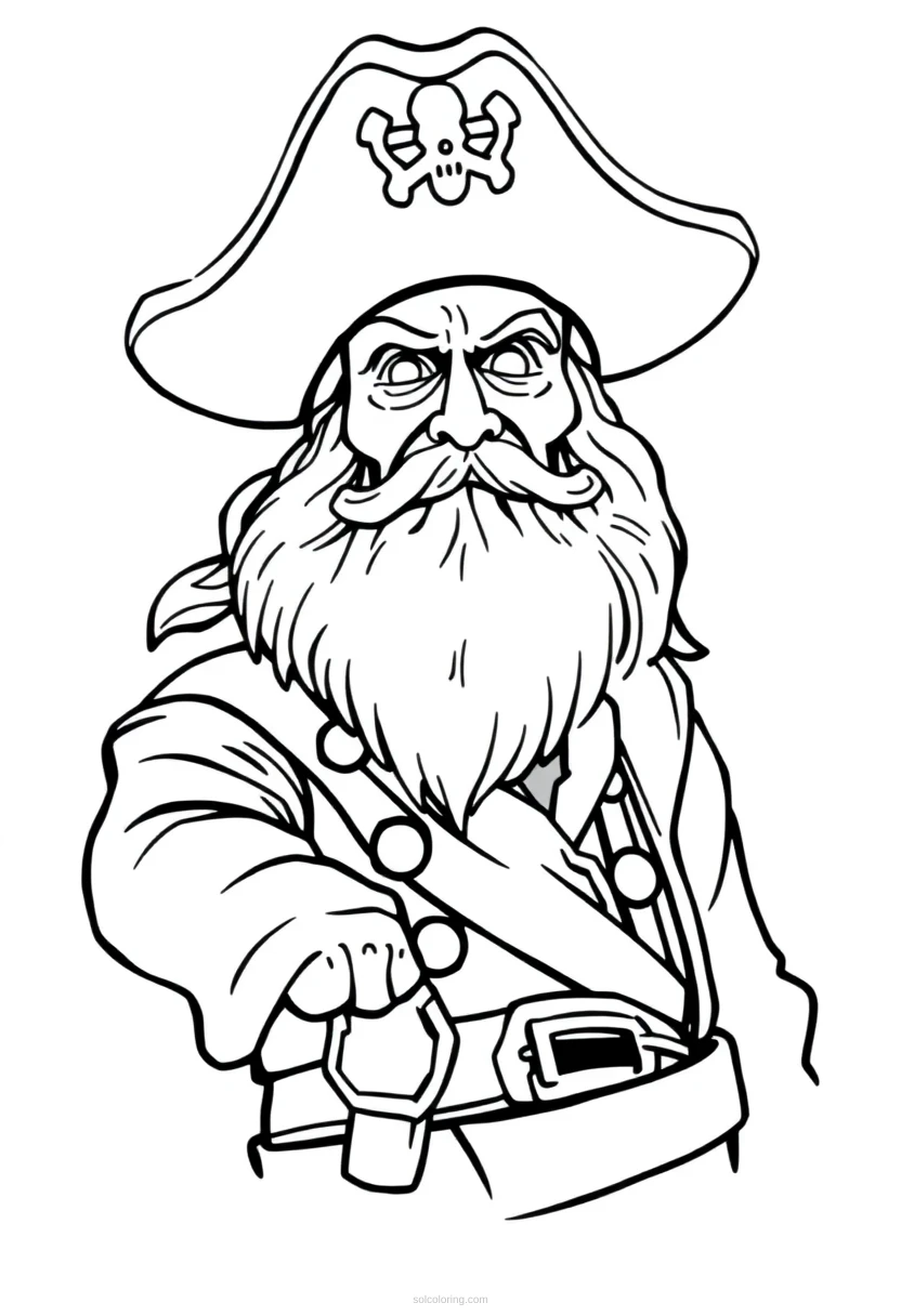 Pirate Captain Chibi coloring page for kids