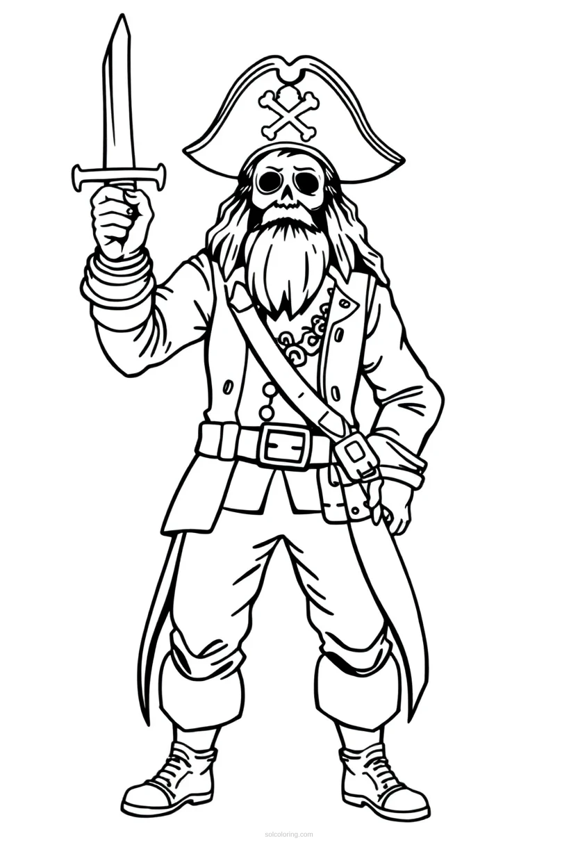 Pirate Captain coloring page for kids