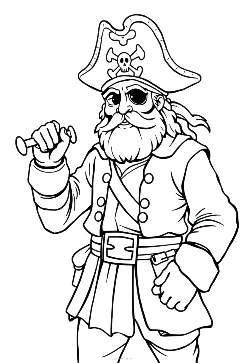 Pirate Captain coloring page for kids