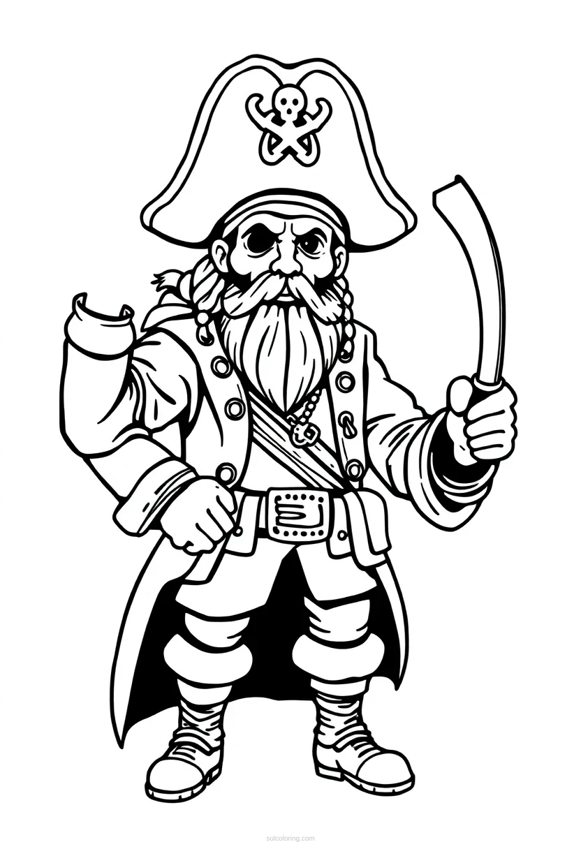 Pirate Captain coloring page for kids