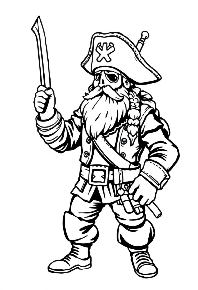 Pirate Captain coloring page, free printable