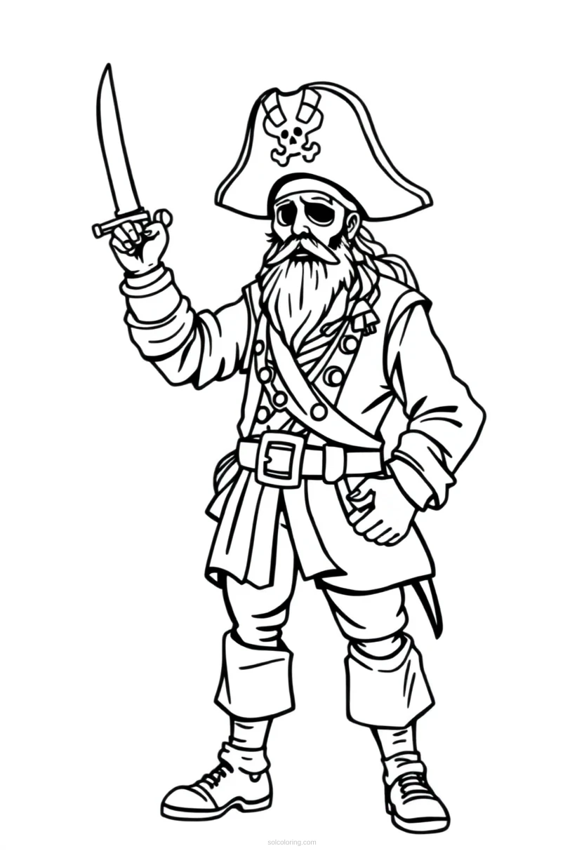 Pirate Captain coloring page for kids