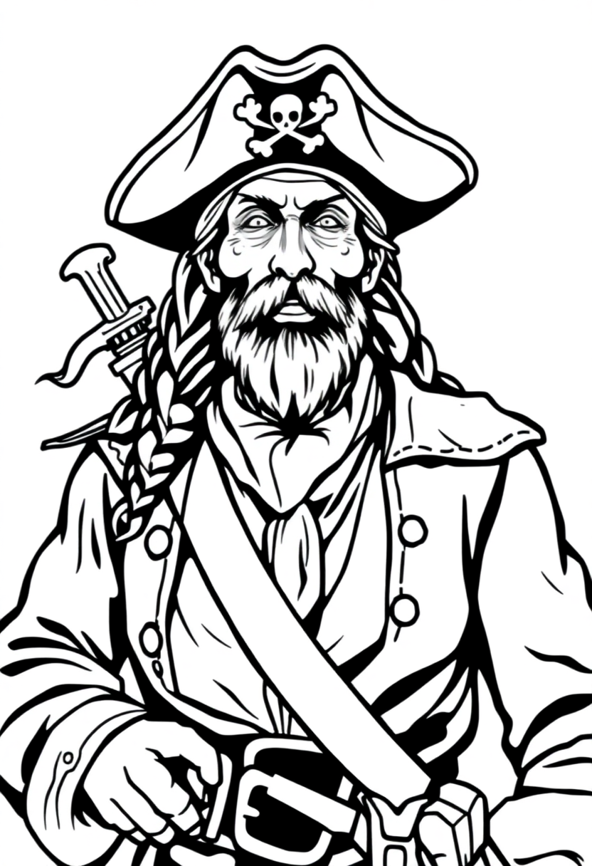 Pirate Captain coloring page, free printable