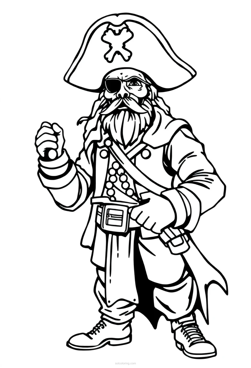 Pirate Captain Mandala coloring page for kids