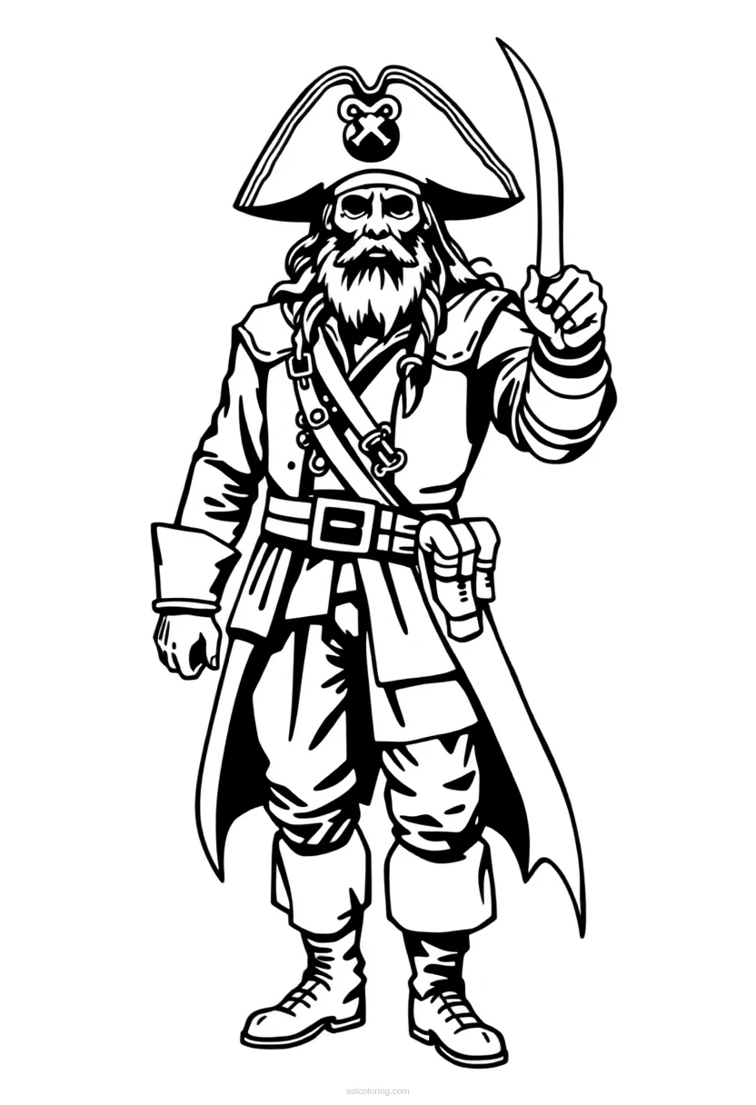 Pirate Captain Mandala coloring page for kids
