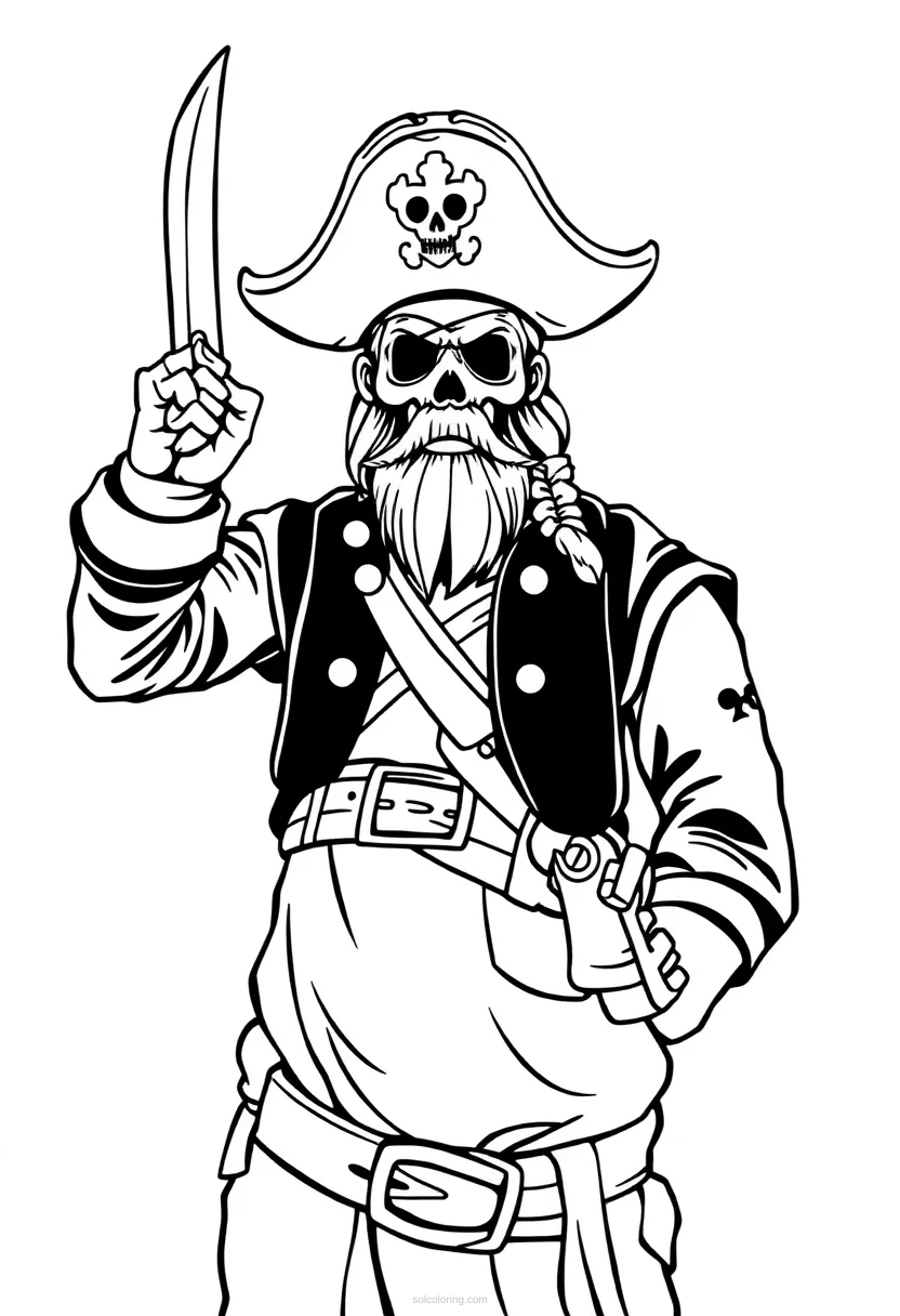 Pirate Captain Mandala coloring page for kids