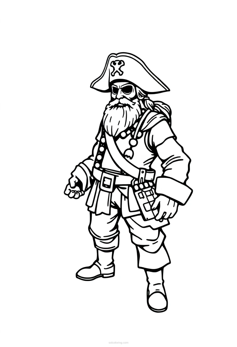 Pirate Captain Mandala coloring page for kids