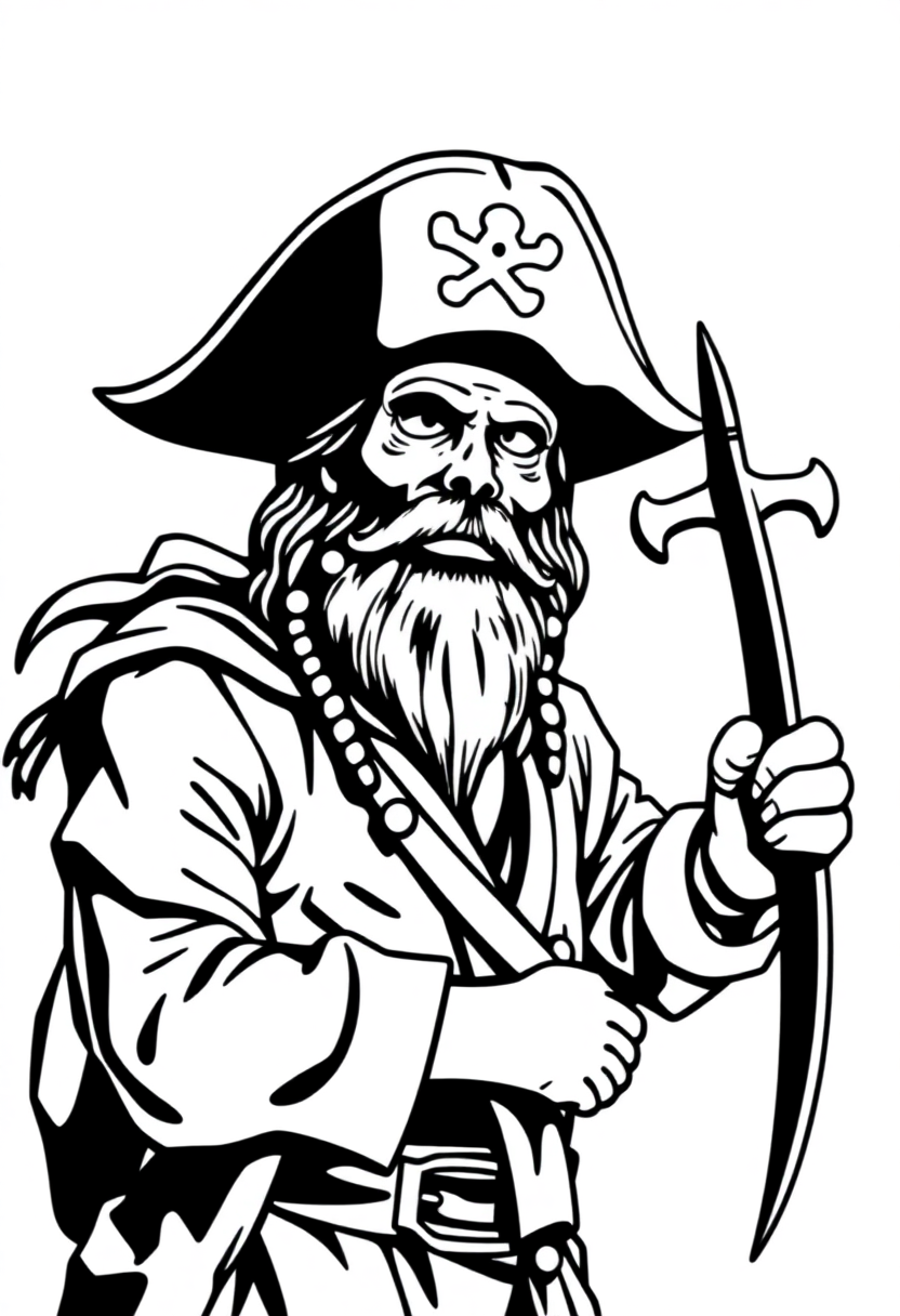 Pirate Captain coloring page, free printable
