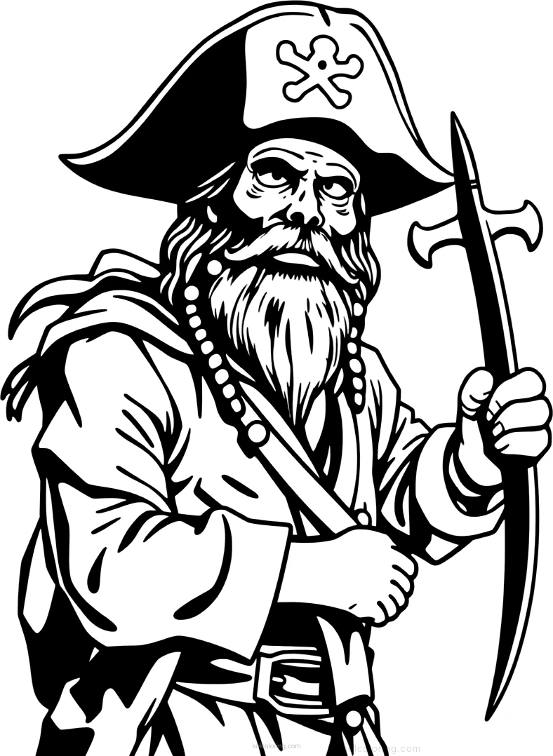 Pirate Captain coloring page for kids