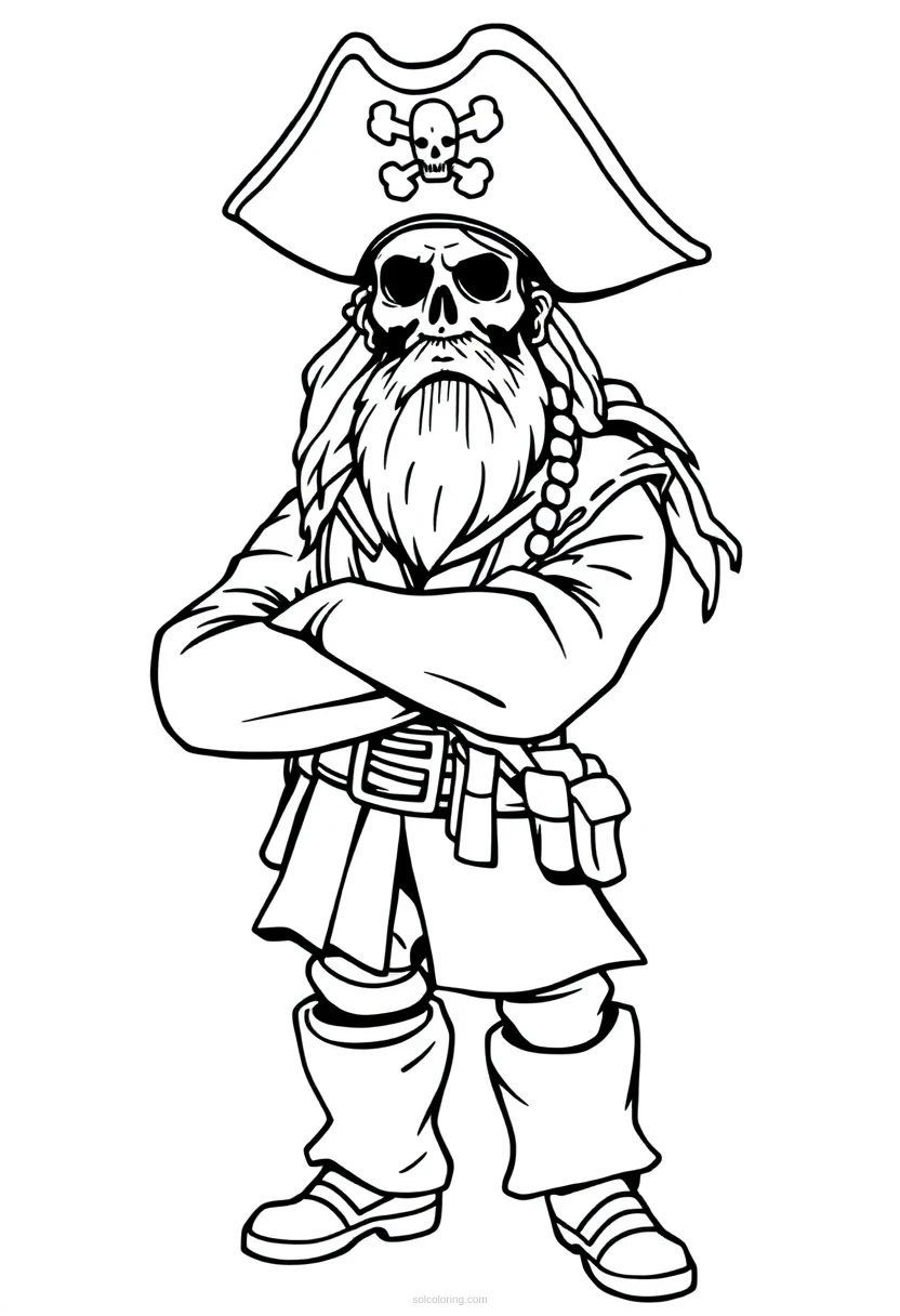Pirate Captain Realistic coloring page for kids