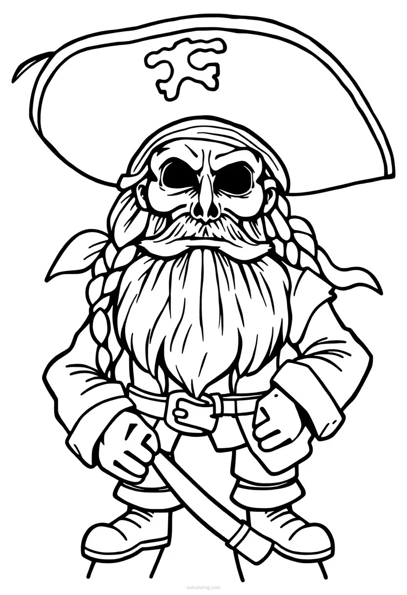Pirate Captain Realistic coloring page for kids
