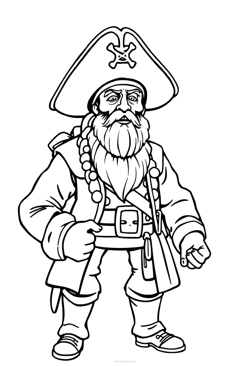 Pirate Captain Realistic coloring page for kids