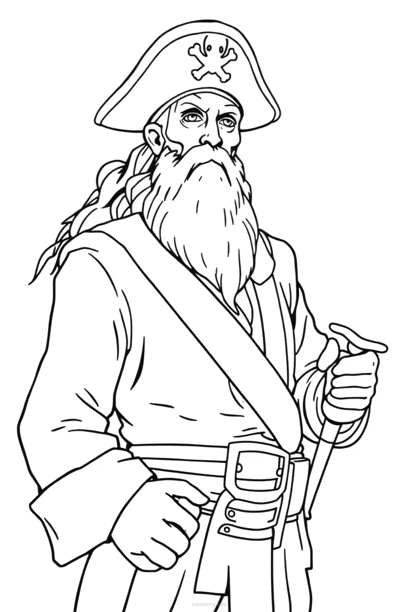 Pirate Captain Realistic coloring page for kids