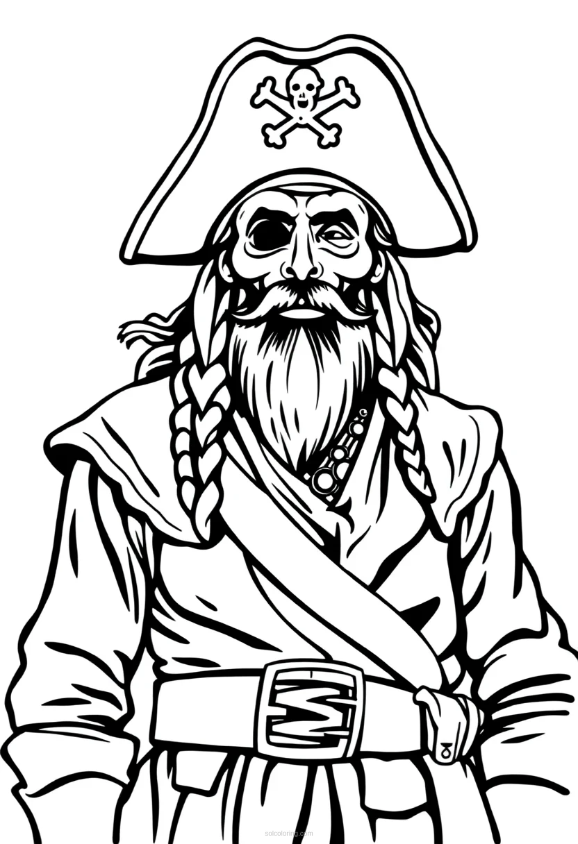 Pirate Captain Simple coloring page for kids