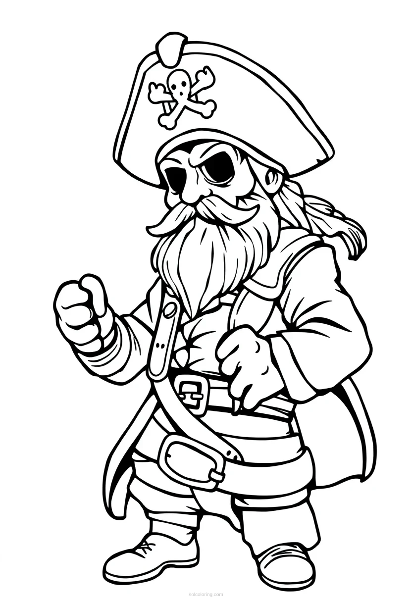 Pirate Captain Simple coloring page for kids