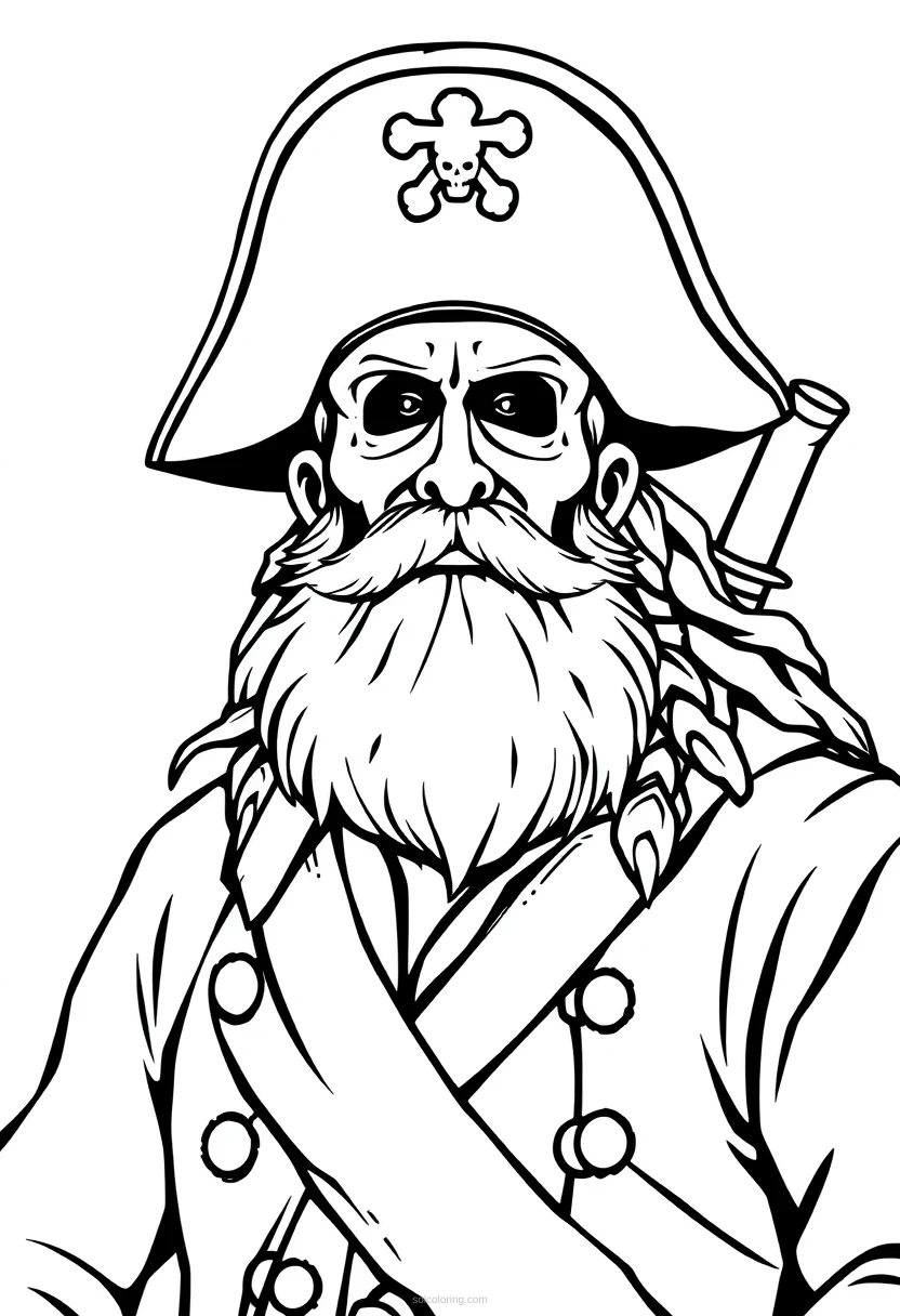 Pirate Captain Simple coloring page for kids
