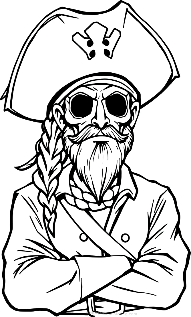 Pirate Captain with Straw Hat coloring page for kids