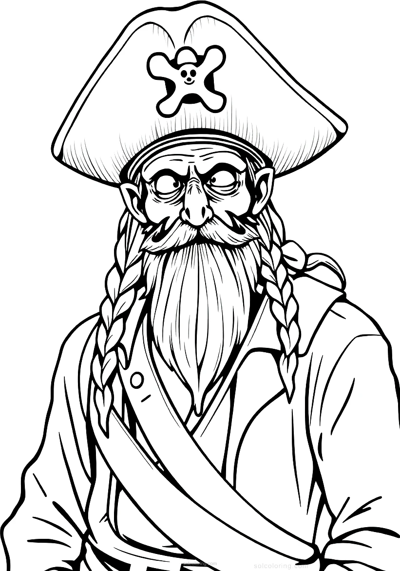 Pirate Captain with Straw Hat coloring page for kids