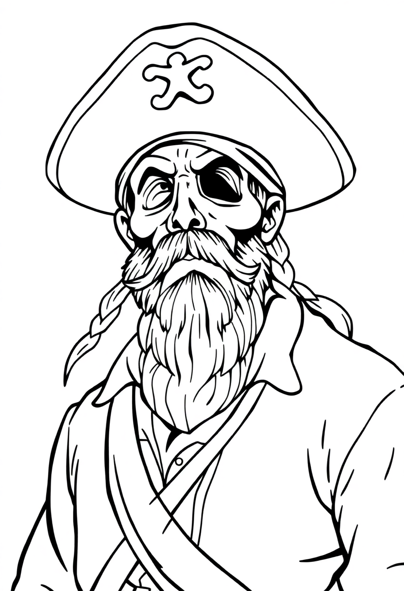 Pirate Captain With Straw Hat coloring pages