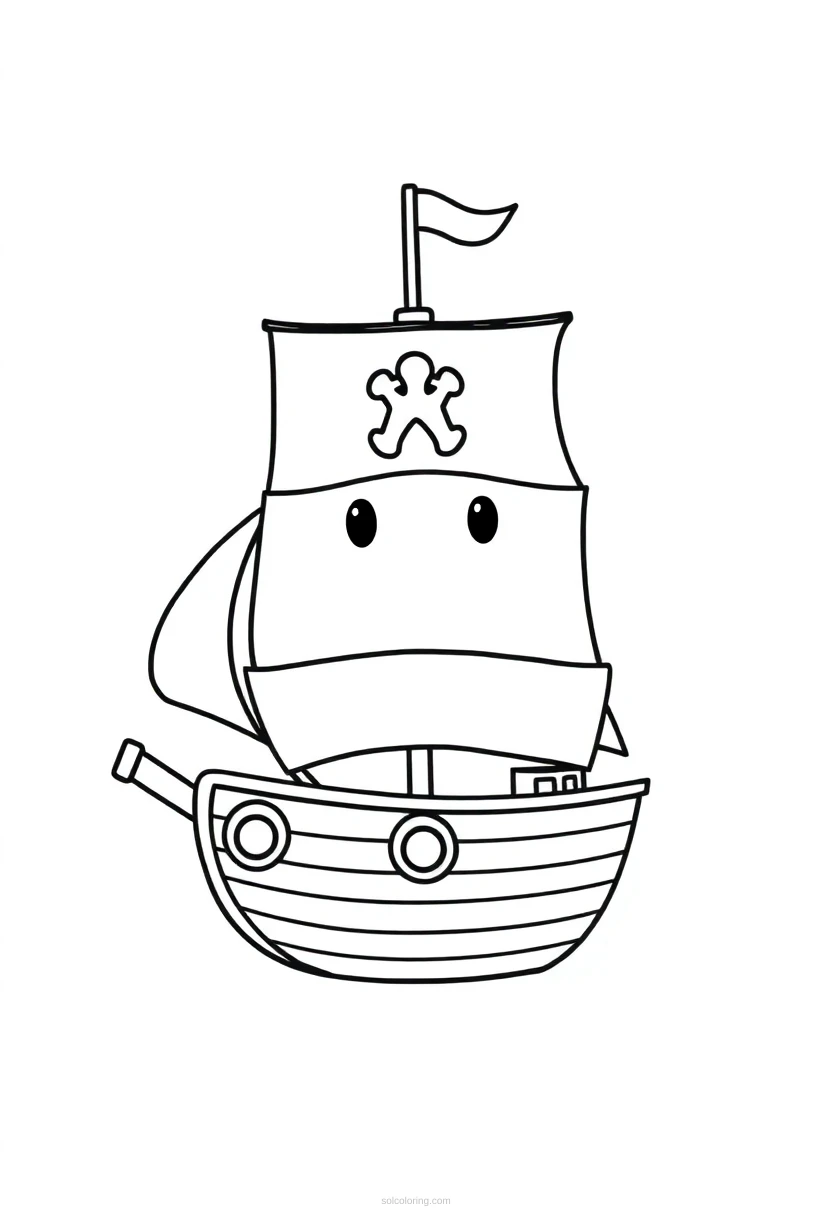 Pirate Ship coloring page for kids