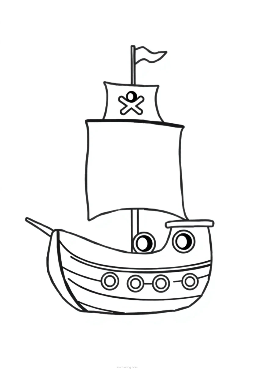 Pirate Ship coloring page for kids