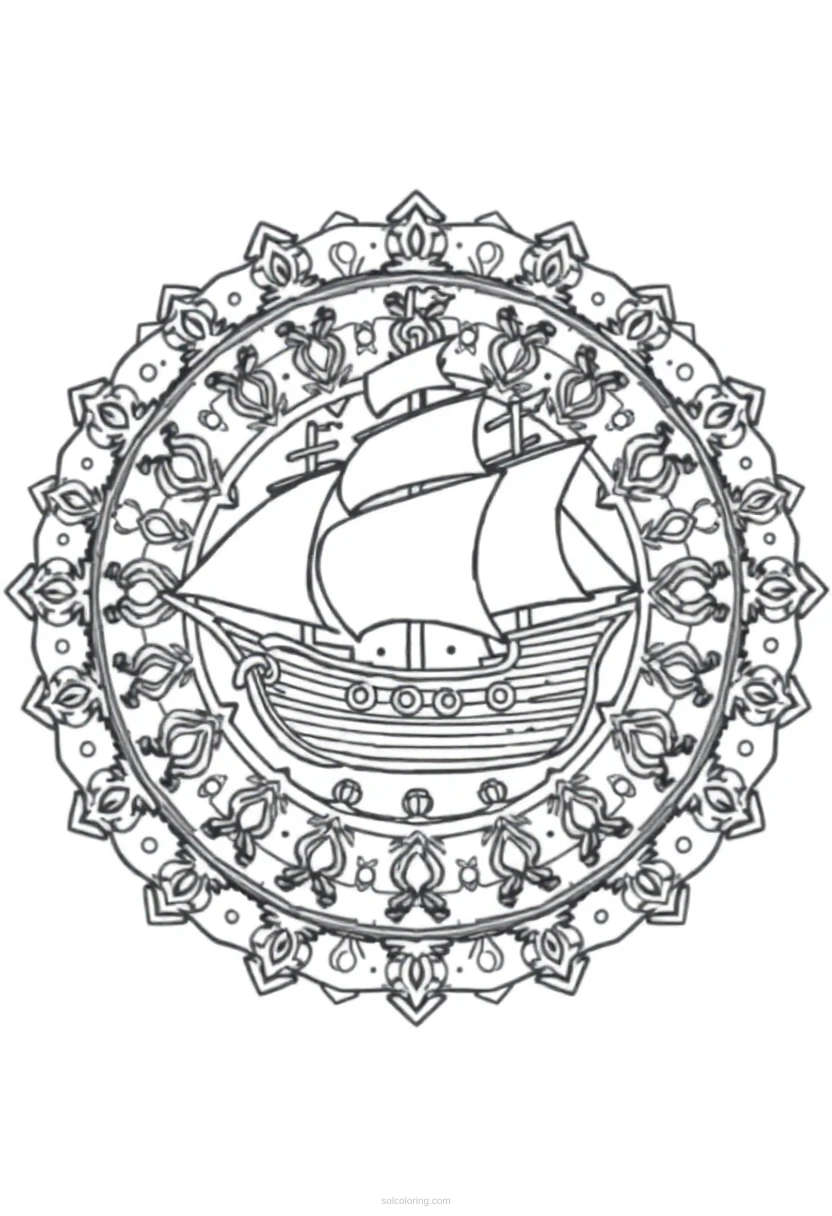 Pirate Ship coloring page for kids