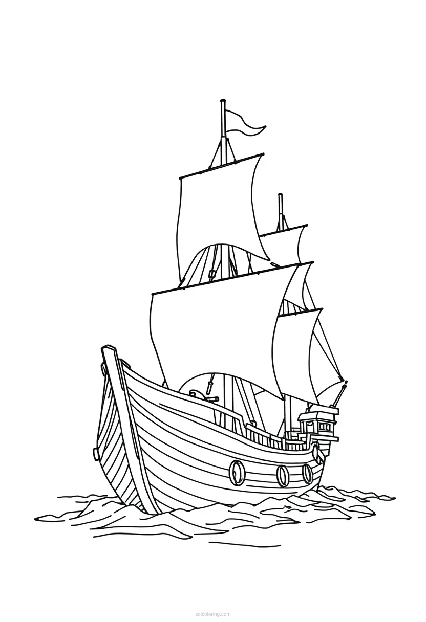 Pirate Ship coloring page for kids