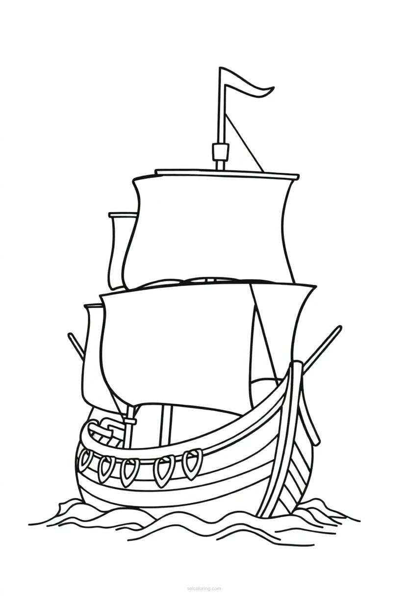 Pirate Ship coloring page for kids