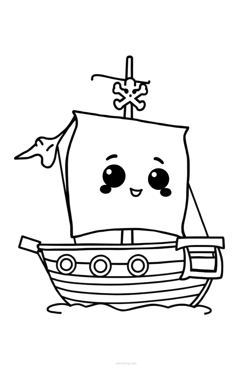 Pirate Ship coloring page for kids
