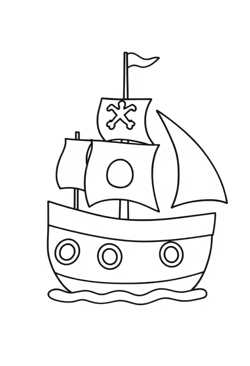 Pirate Ship coloring page, free printable