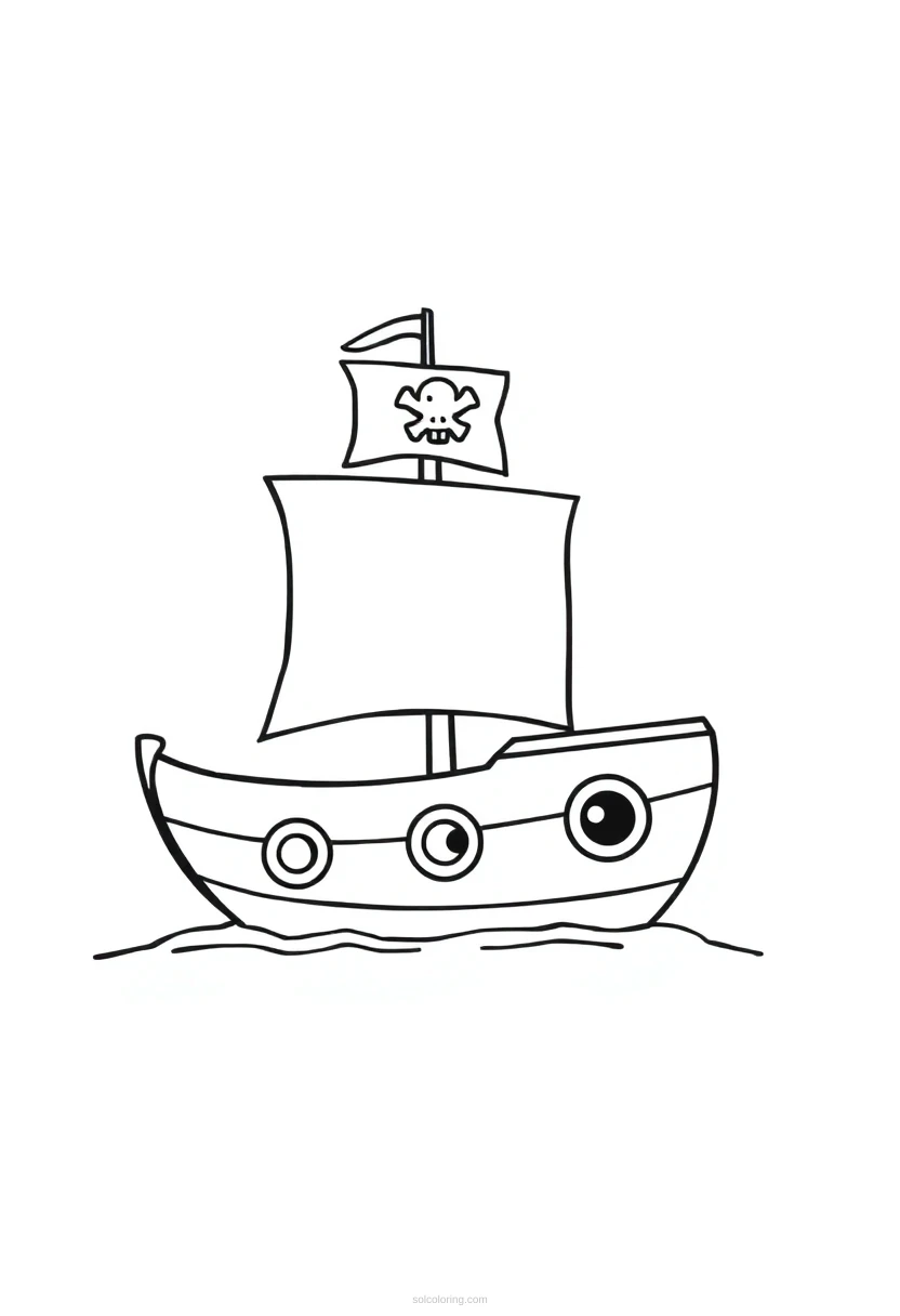 Pirate Ship Mandala coloring page for kids