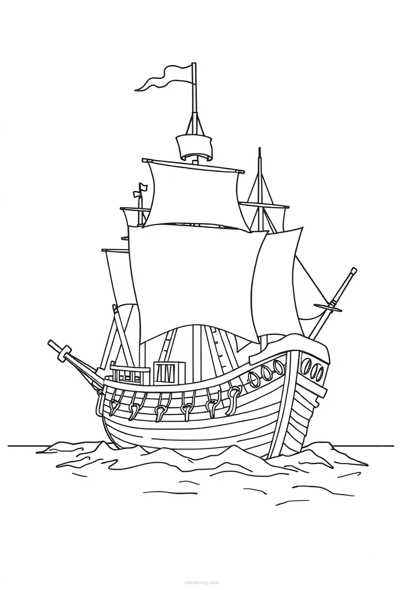 Pirate Ship Mandala coloring pages
