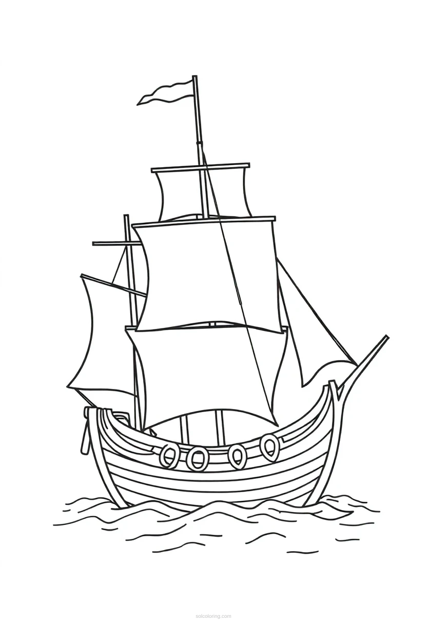 Pirate Ship Mandala coloring page for kids